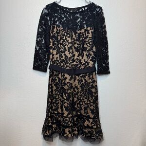 Tadashi Shoji Kennedy 3/4 Sleeve Embroidered Lace Dress Size 12